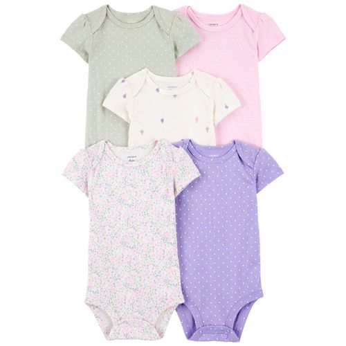 Set de 5 mamelucos multicolor con estampado para bebé niña