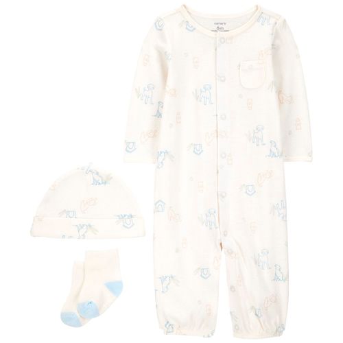 Pijama de 3 piezas blancas con estampado para bebé niño