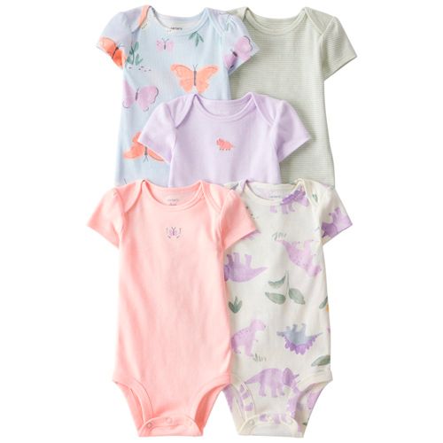 Set de 5 mamelucos multicolor con estampado para bebé niña