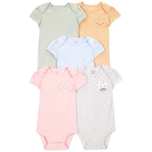 Set de 5 mamelucos multicolor con estampado para bebé niña