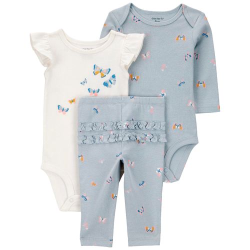 Conjunto de 3 piezas bicolor con estampado para bebé niña