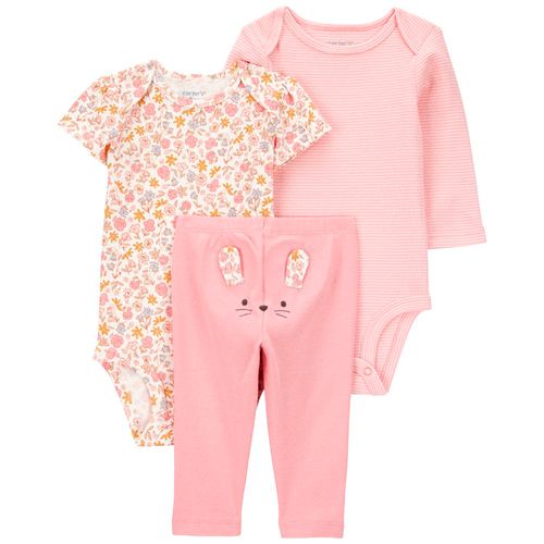 Conjunto de 3 piezas bicolor con estampado para bebé niña