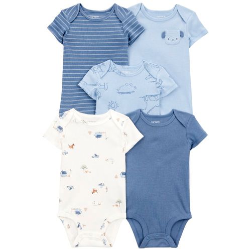 Set de 5 mamelucos multicolor con estampado para bebé niño
