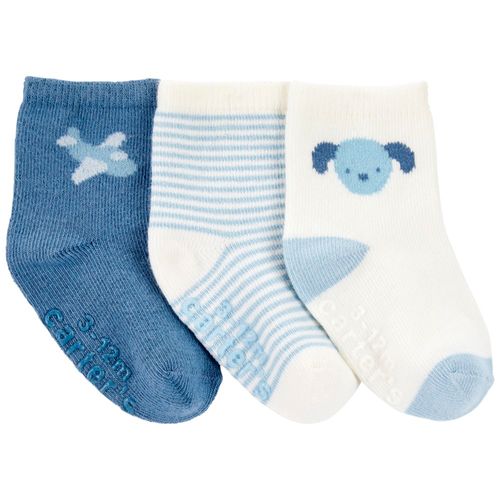 Set de 3 pares de calcetines multicolor sólido para bebé niño