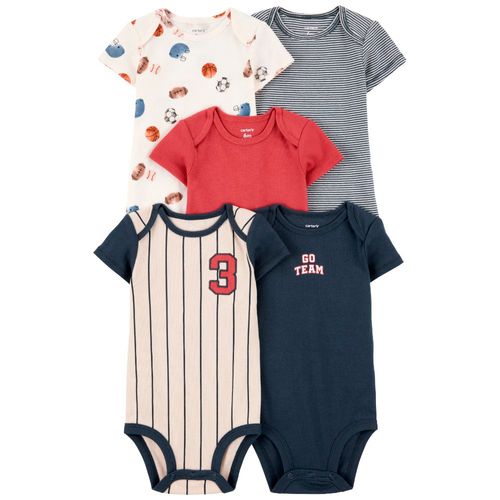 Set de 5 mamelucos multicolor con estampado para bebé niño