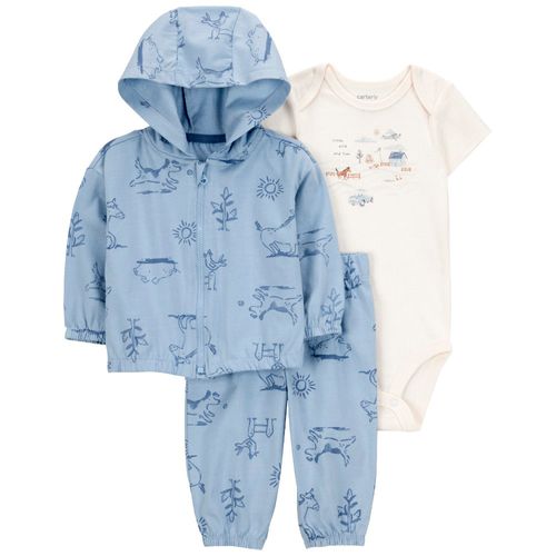 Conjunto de 3 piezas bicolor con estampado para bebé niño