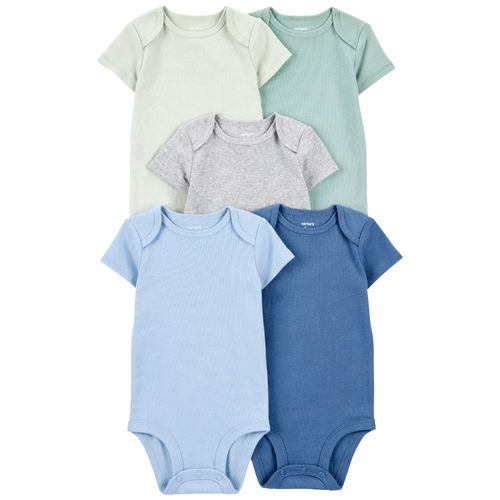 Set de 5 mamelucos multicolor con estampado para bebé niño