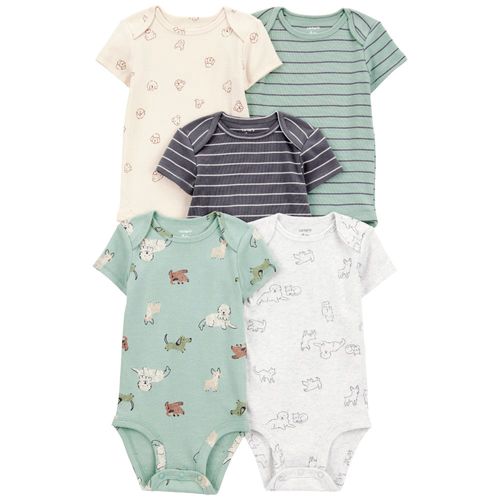 Set de 5 mamelucos multicolor con estampado para bebé niño