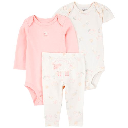 Conjunto de 3 piezas bicolor con estampado para bebé niña