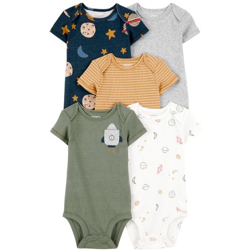 Set de 5 mamelucos multicolor con estampado para bebé niño