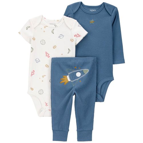 Conjunto de 3 piezas bicolor con estampado para bebé niño