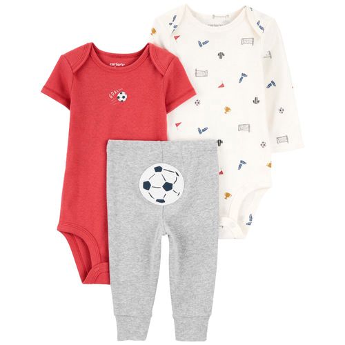 Conjunto de 3 piezas bicolor con estampado para bebé niño