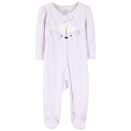 Pijama morada a rayas para bebé niña
