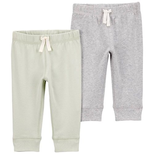 Set de 2 pantalones bicolor sólido para bebé niño