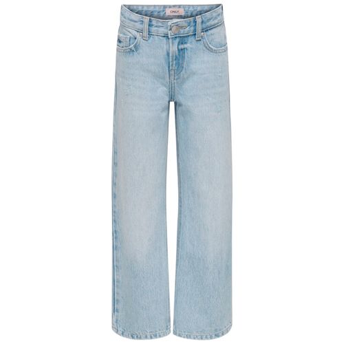 Jeans wid leg celeste sólido para niña