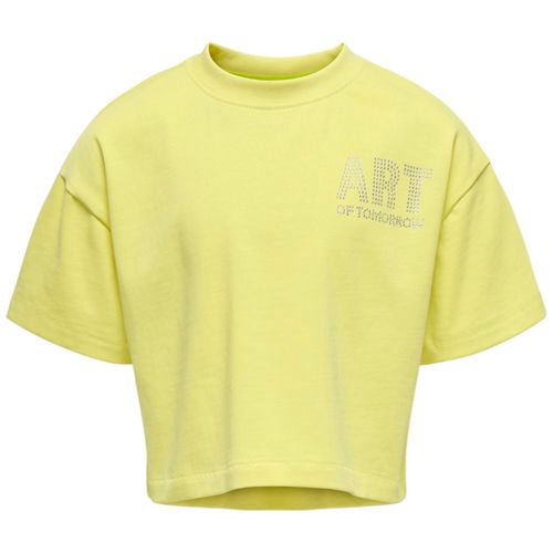 Blusa amarilla con brillantes para niña