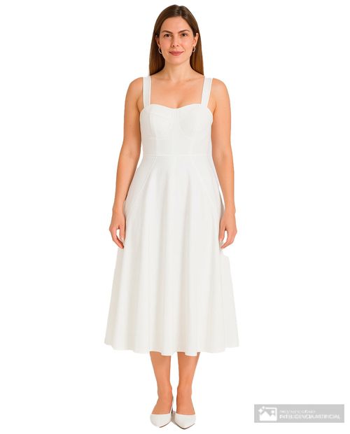 Vestido DKNY midi blanco de tirantes para mujer