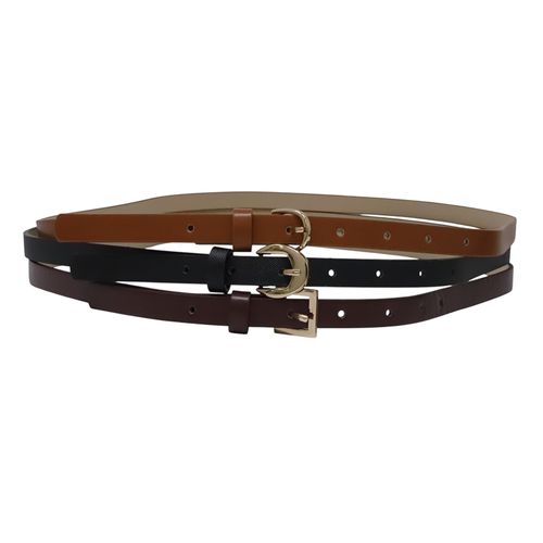 Set de 3 cinturones Fantas-Eyes cognac/burgundy/negro para mujer