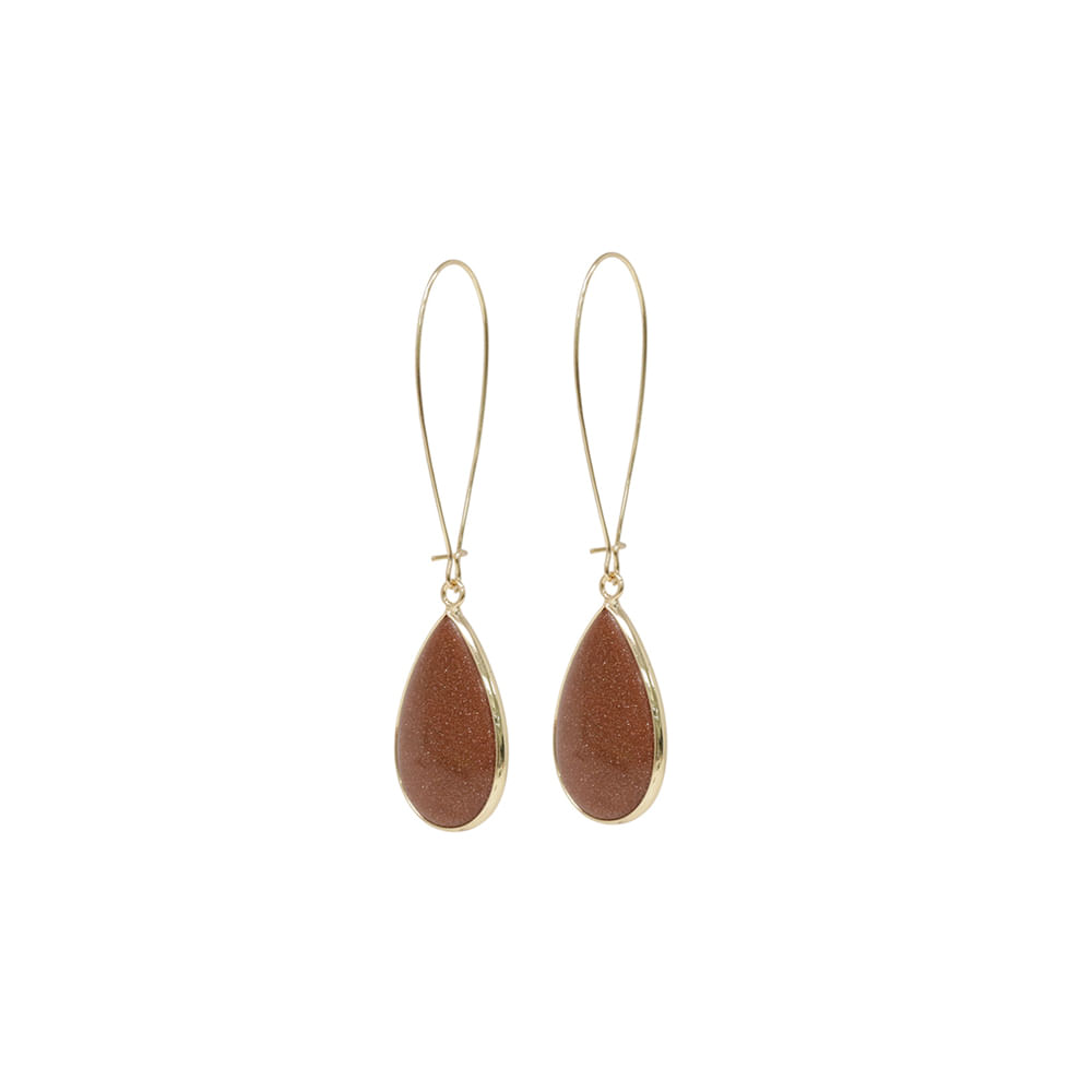 Aretes dorado con piedra escarchada café para mujer - Siman Nicaragua