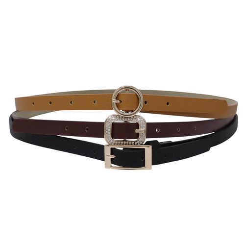 Set de 3 cinturones Fantas-Eyes café/burgundy/negro para mujer