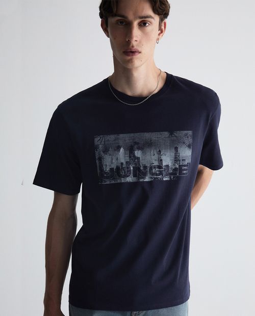 Camiseta Sfera negra estampada de ciudad para hombre