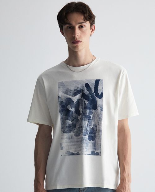 Camiseta Sfera blanca estampada de ciudad para hombre