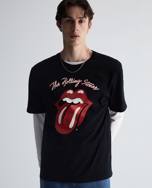 Camiseta Sfera negra estampada rolling stones para hombre