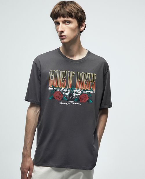 Camiseta Sfera gris estampado Guns N' Roses para hombre