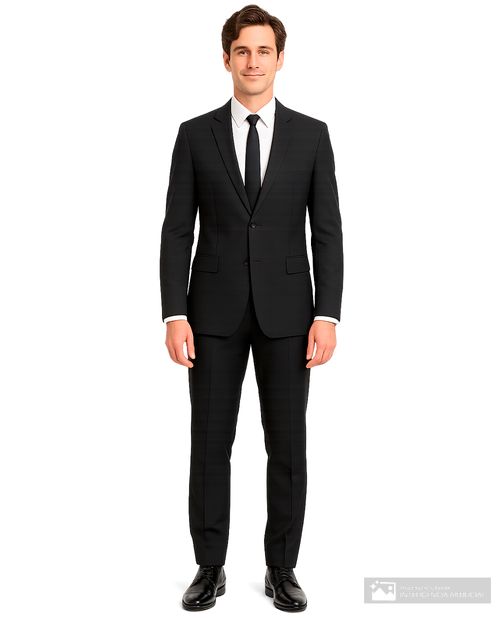Traje de vestir classic fit Gents negro sólido para hombre