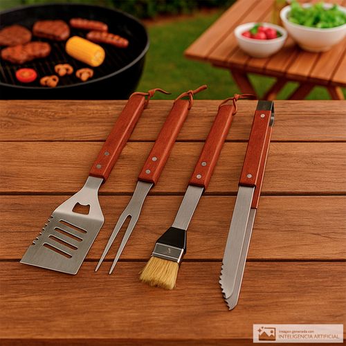 Juego de 5 utensilios de acero inoxidable para barbacoa