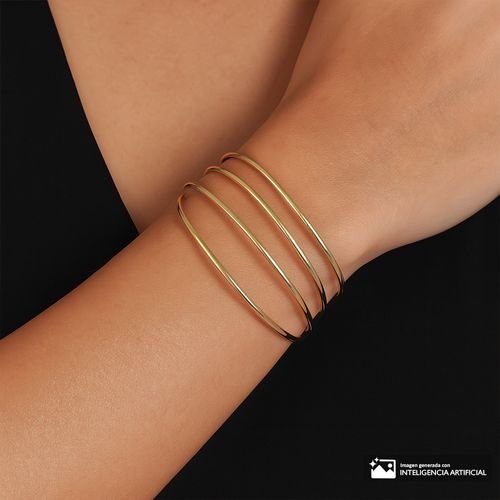 Brazalete rígido color dorado 2.5 cm-6.5" para mujer