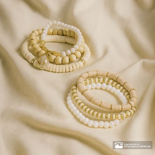 Set de 6 pulseras bicolor para mujer