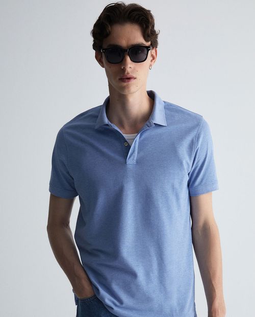 Camisa polo Sfera color celeste heather para hombre