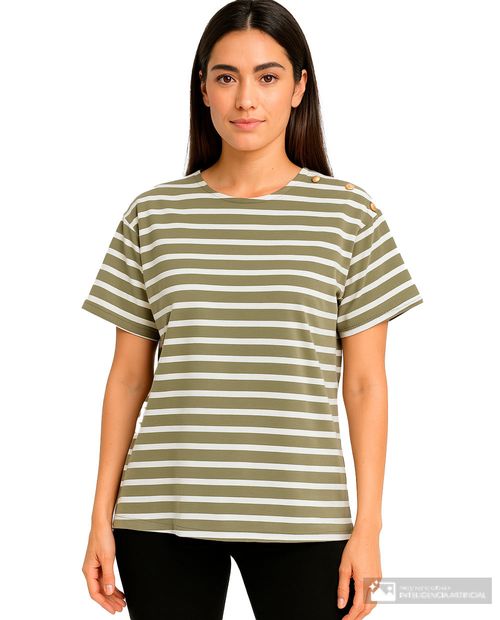 Camiseta Sabrina rayada manga corta para mujer
