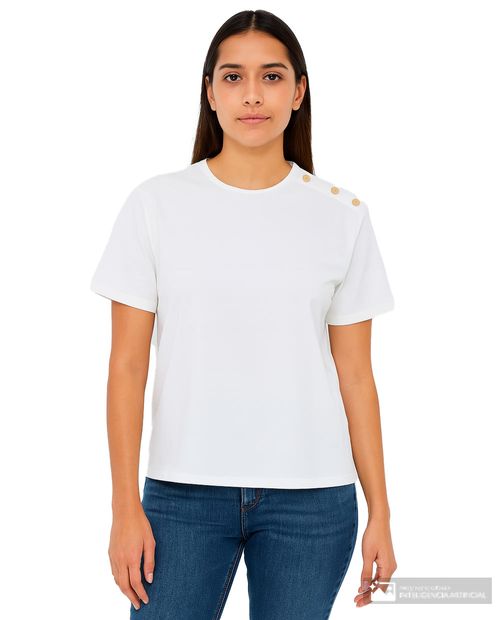 Camiseta Sabrina blanca manga corta para mujer