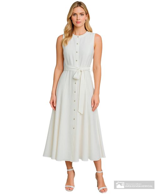 Vestido DKNY shirt dress blanco manga corta para mujer