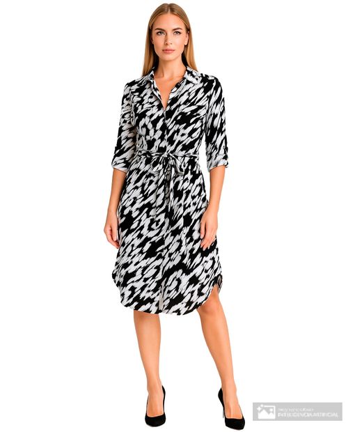 Vestido DKNY shirt dress estampado manga roll up para mujer