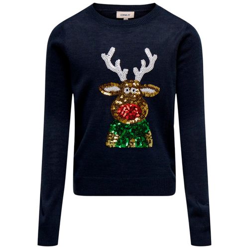 Suéter navideño azul con lentejuelas para niña