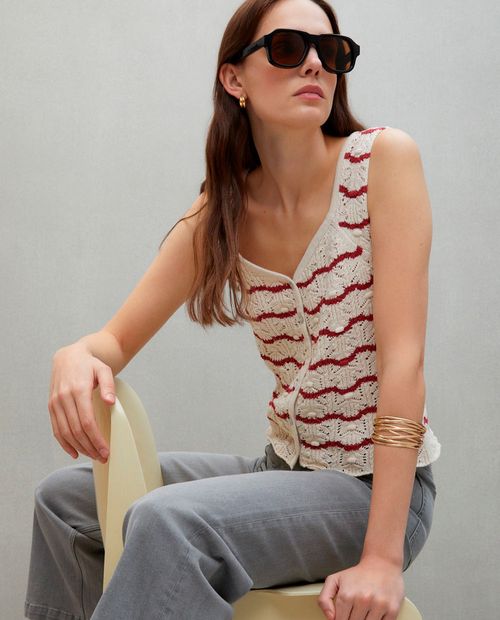 Blusa Easy Wear casual bicolor sin mangas para mujer