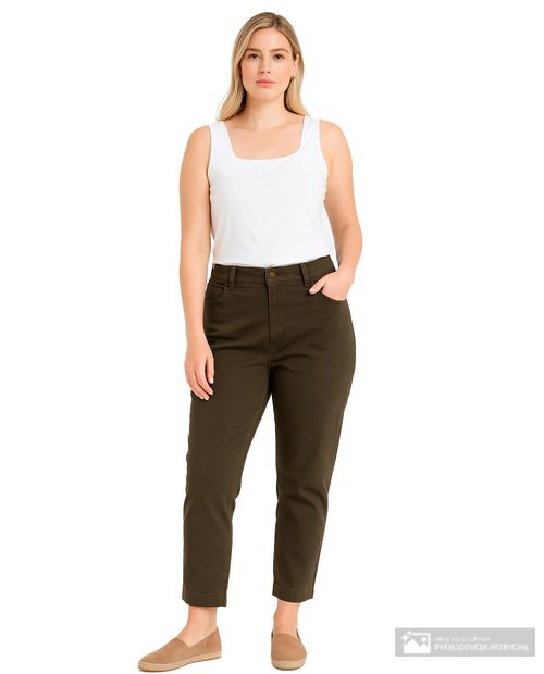 Pantalón Sabrina 5 pocket verde de cintura media para mujer