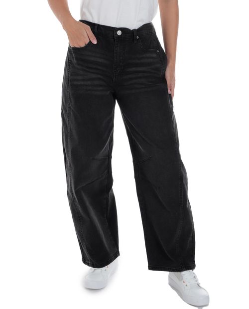 Jeans No Comment barrel negro de cintura alta para mujer
