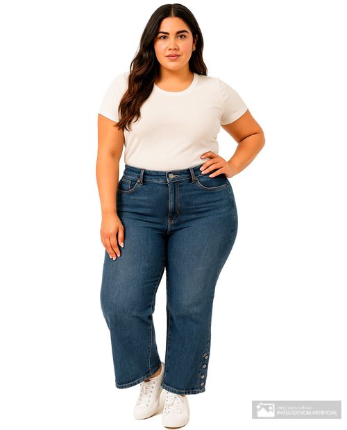 Jeans Sabrina Wide Leg azul de cintura alta para mujer