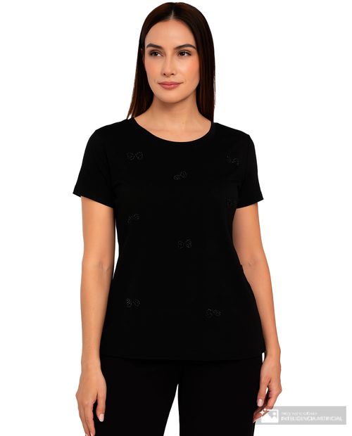 Camiseta Unexpected negra manga corta para mujer