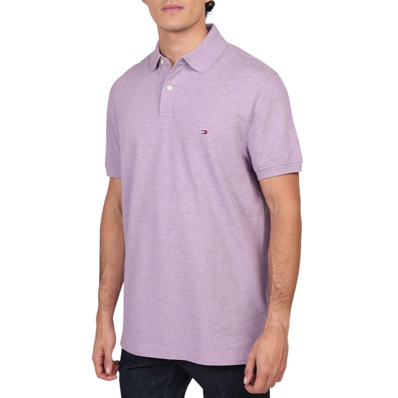 Camisa polo Tommy Hilfiger regular fit morada heather para hombre