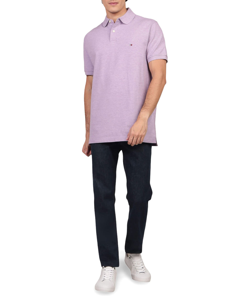 Camisa polo Tommy Hilfiger regular fit morada heather para hombre