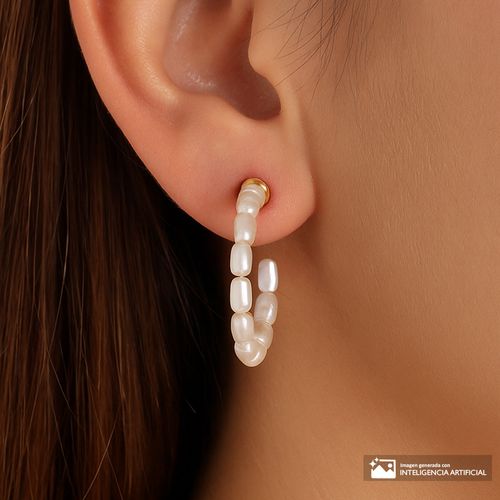 Argollas de perlas blancas para mujer