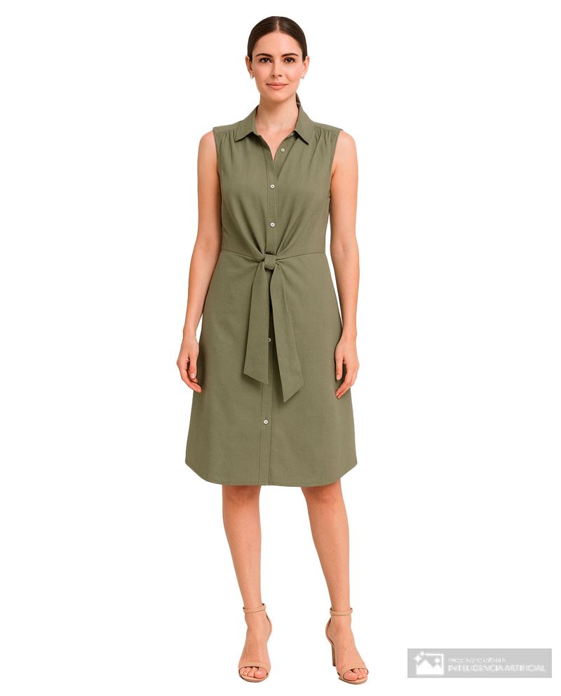 104990705-Vestido Nicolle shirt dress verde sin mangas para mujer