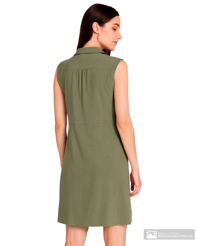 104990705-Vestido Nicolle shirt dress verde sin mangas para mujer