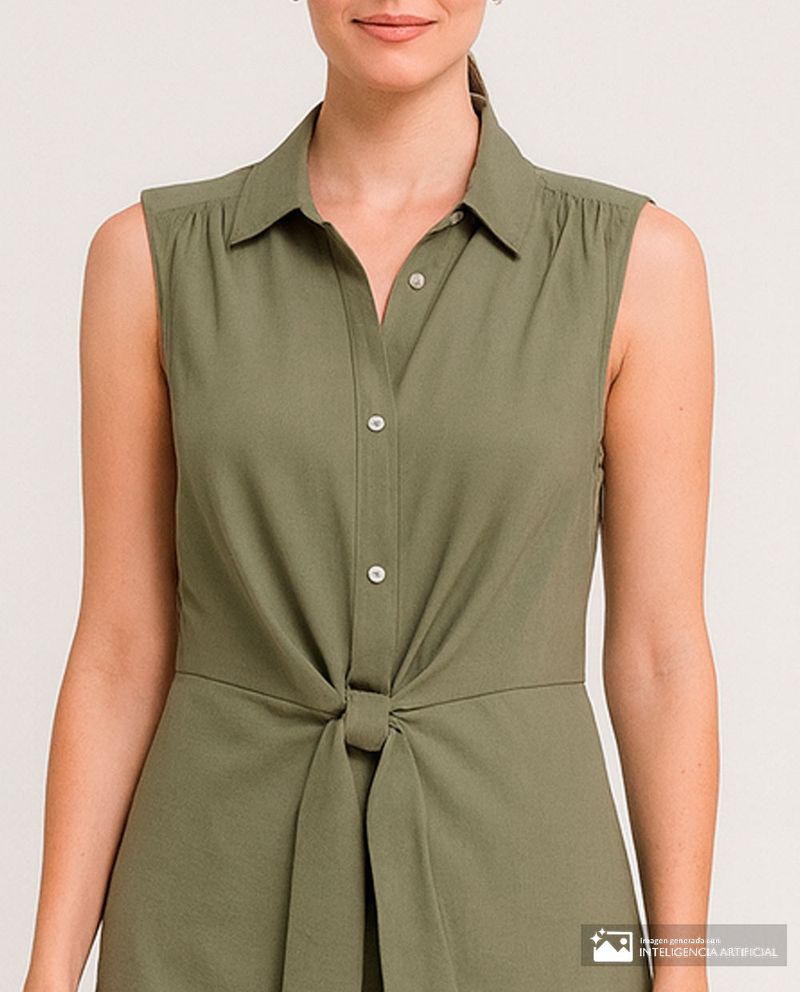 104990705-Vestido Nicolle shirt dress verde sin mangas para mujer