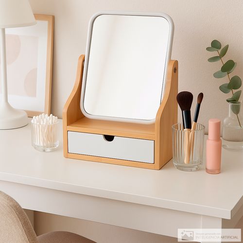 Espejo de tocador rectangular doble cara 24x13 cm